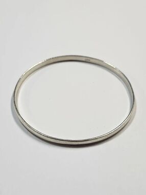 Sterling Silver Thin Round Bangle Bracelet - Silver